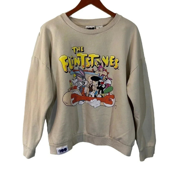 WB 100 Flintstones Graphic Pullover Crewneck Sweatshirt Size XL Colorful Cartoon - Picture 1 of 6
